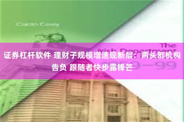 证券杠杆软件 理财子规模增速现断层：两头部机构告负 跟随者快步露锋芒