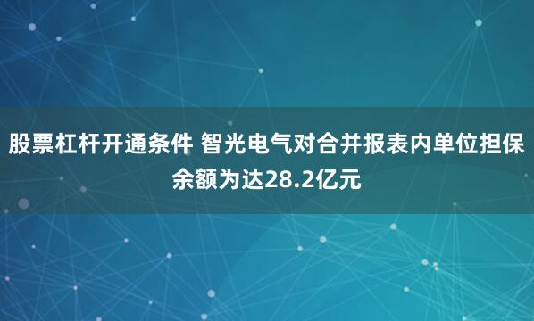 股票杠杆开通条件 智光电气对合并报表内单位担保余额为达28.2亿元