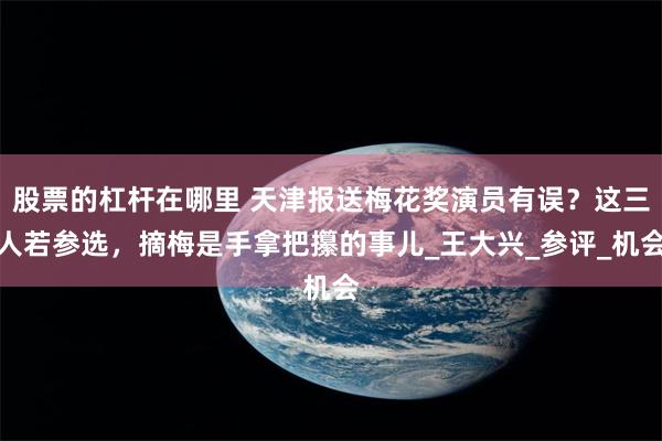 股票的杠杆在哪里 天津报送梅花奖演员有误？这三人若参选，摘梅是手拿把攥的事儿_王大兴_参评_机会