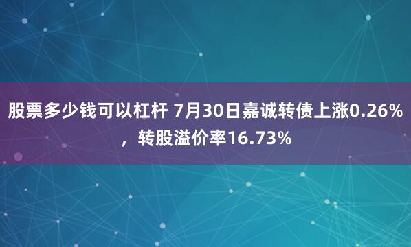 股票多少钱可以杠杆 7月30日嘉诚转债上涨0.26%，转股溢价率16.73%